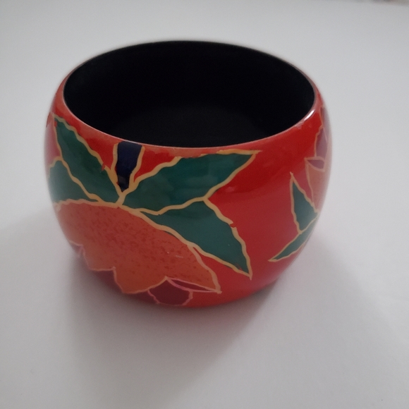 Gorgeous Vibrant Flower Bangle Made in India. Thick bracelet 3 ¼" wide opening - Picture 3 of 10